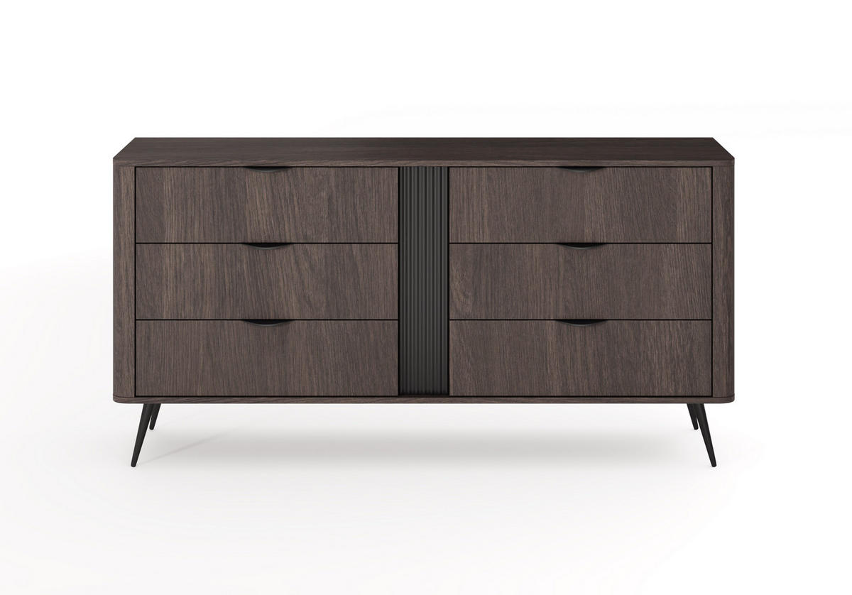 KOMMODE Arvis Eiche Dunin, mit Schubladen - Eichefarben/Schwarz, Holzwerkstoff (163/81/38cm) - Bettso