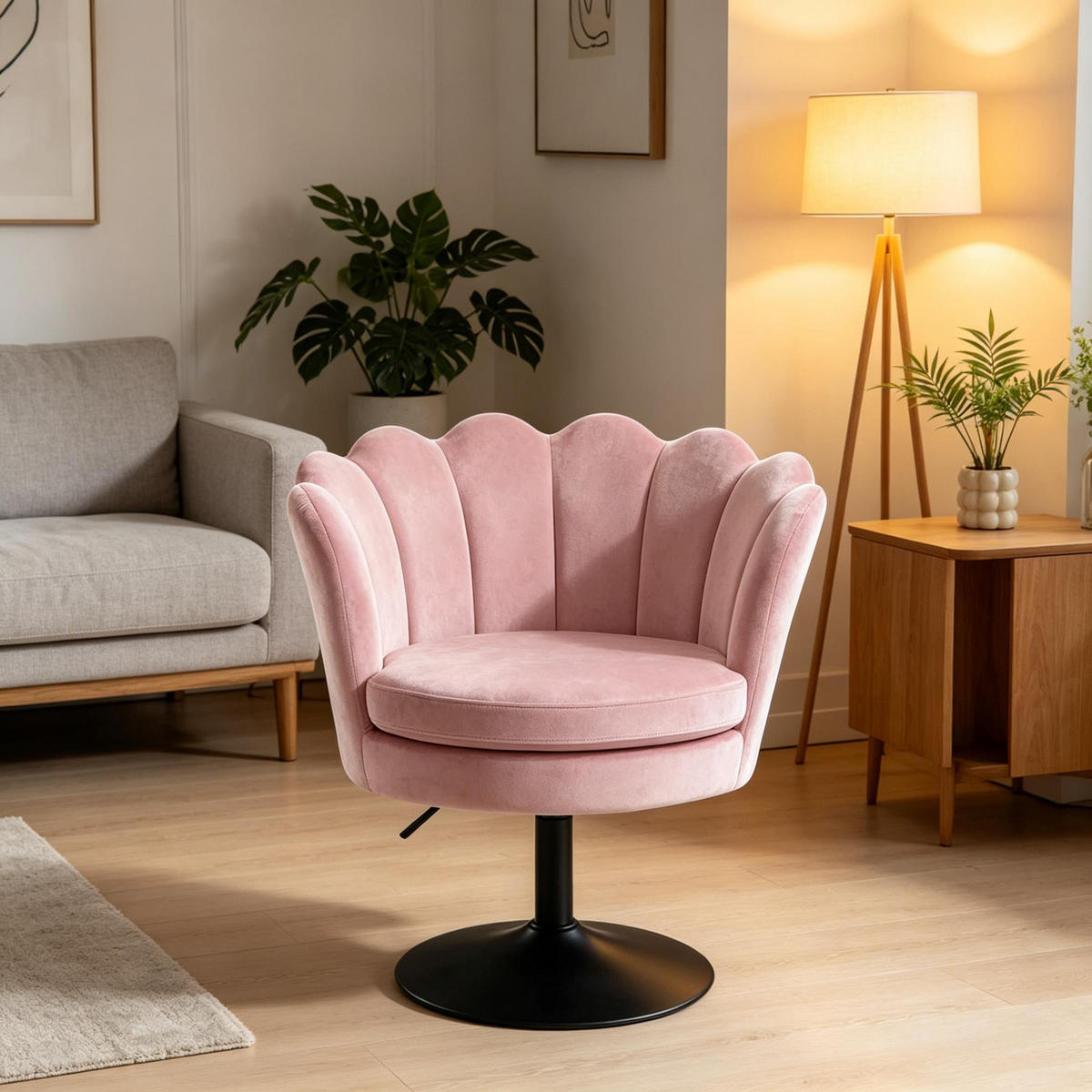 BARHOCKER Blumenform mit 360°-Drehung und Höhenverstellung, DE-42163, Braun - Pink, Metall (65/83/61.5cm) - ComfortXL