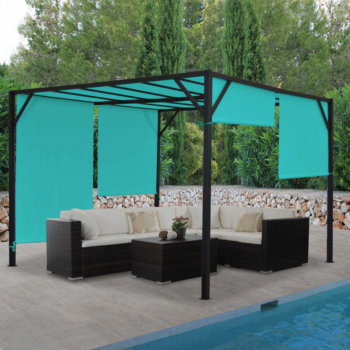 PERGOLA BEJA Türkis - Türkis, Metall (305/212/405cm) - MCW