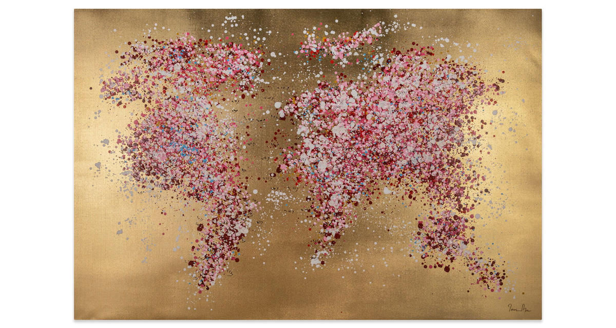 ÖLGEMÄLDE 120/80 cm - Pink/Goldfarben, Holz/Textil (1.96/80cm) - KUNSTLOFT