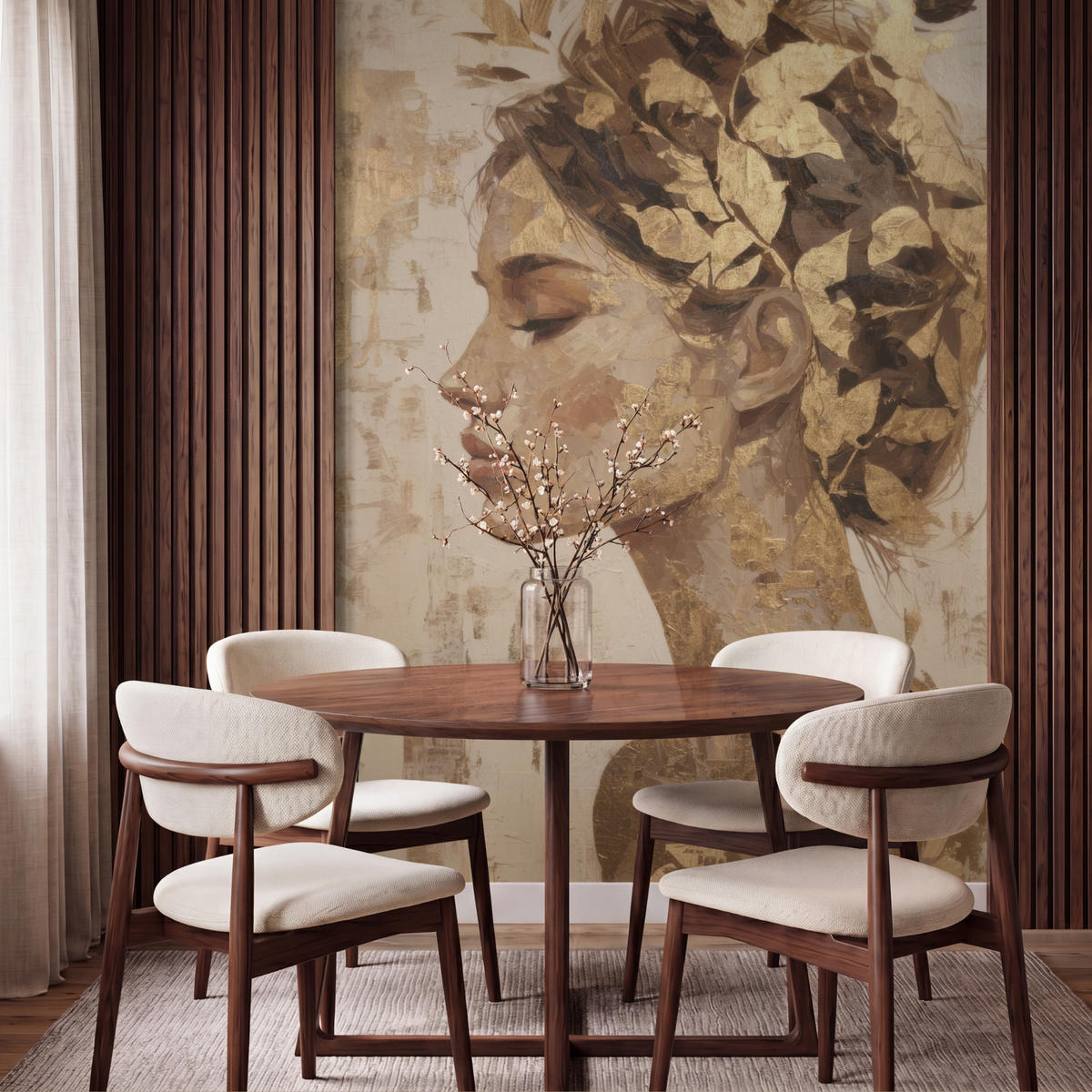 TAPETE - Frau - Gold - Abstrakt - Textur - 160x220 cm - Goldfarben, Papier (160/220cm) - OnlyWow