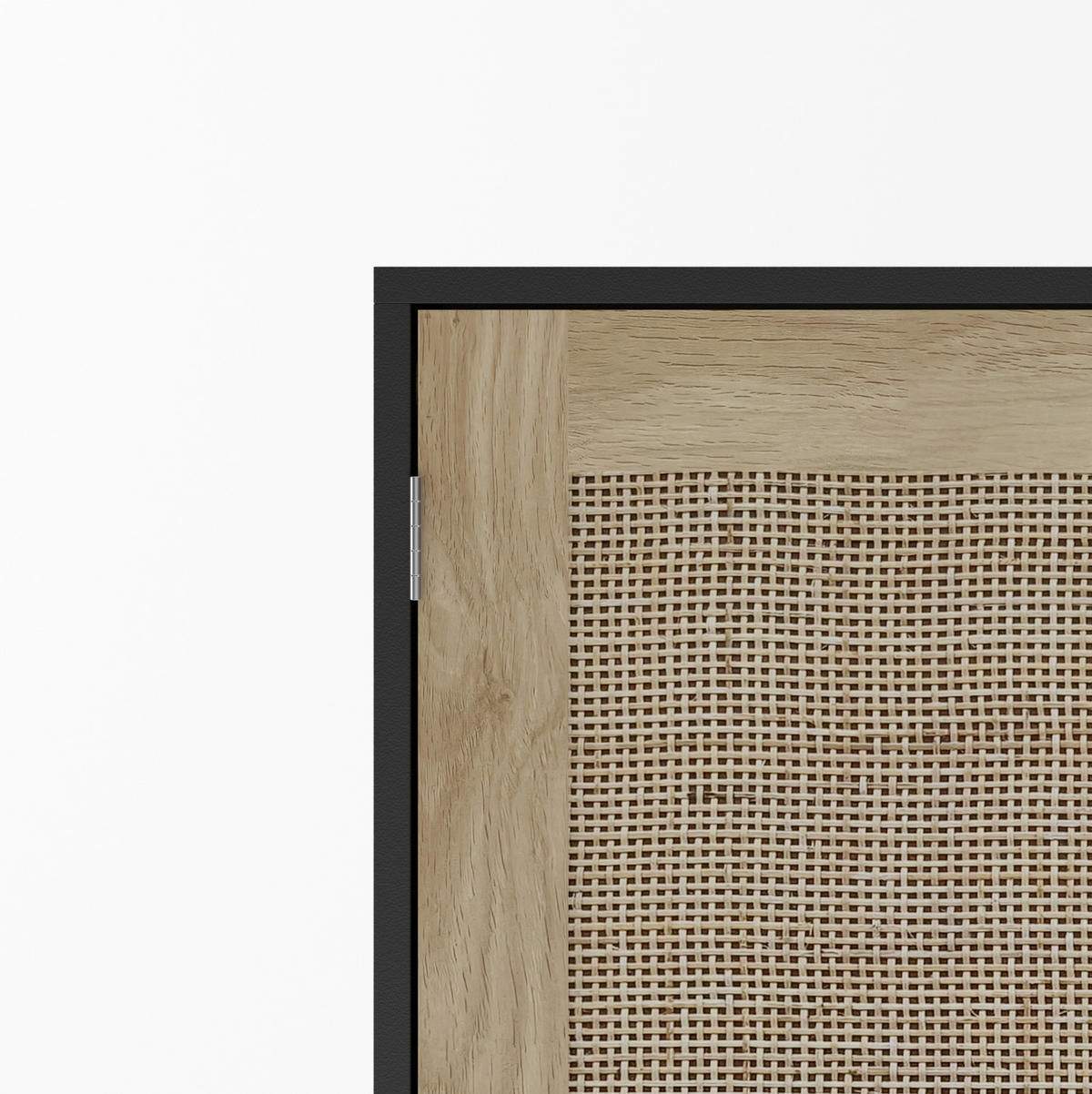 SIDEBOARD 80/40/88 cm schwarz aus MDF mit Rattanfront und offenen Fächern - Schwarz, Holzwerkstoff (80/88/40cm) - OKWISH
