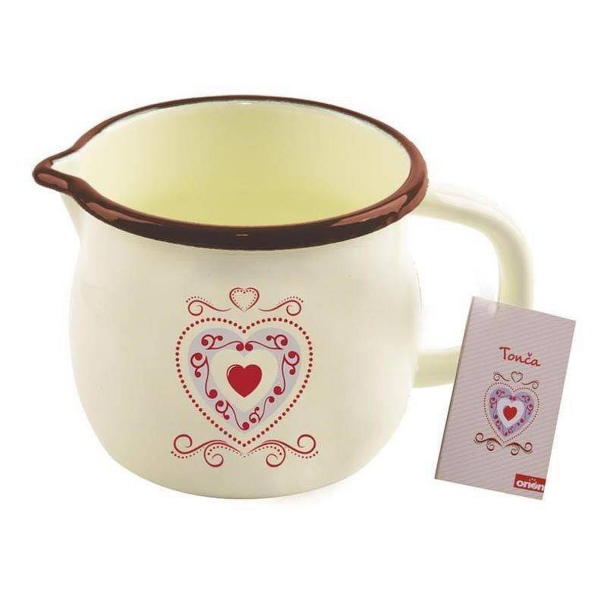 EMAILLETASSE TONCA, Emaille, beige, 1,2 l - Silberfarben, Metall (1.2L) - Orion 