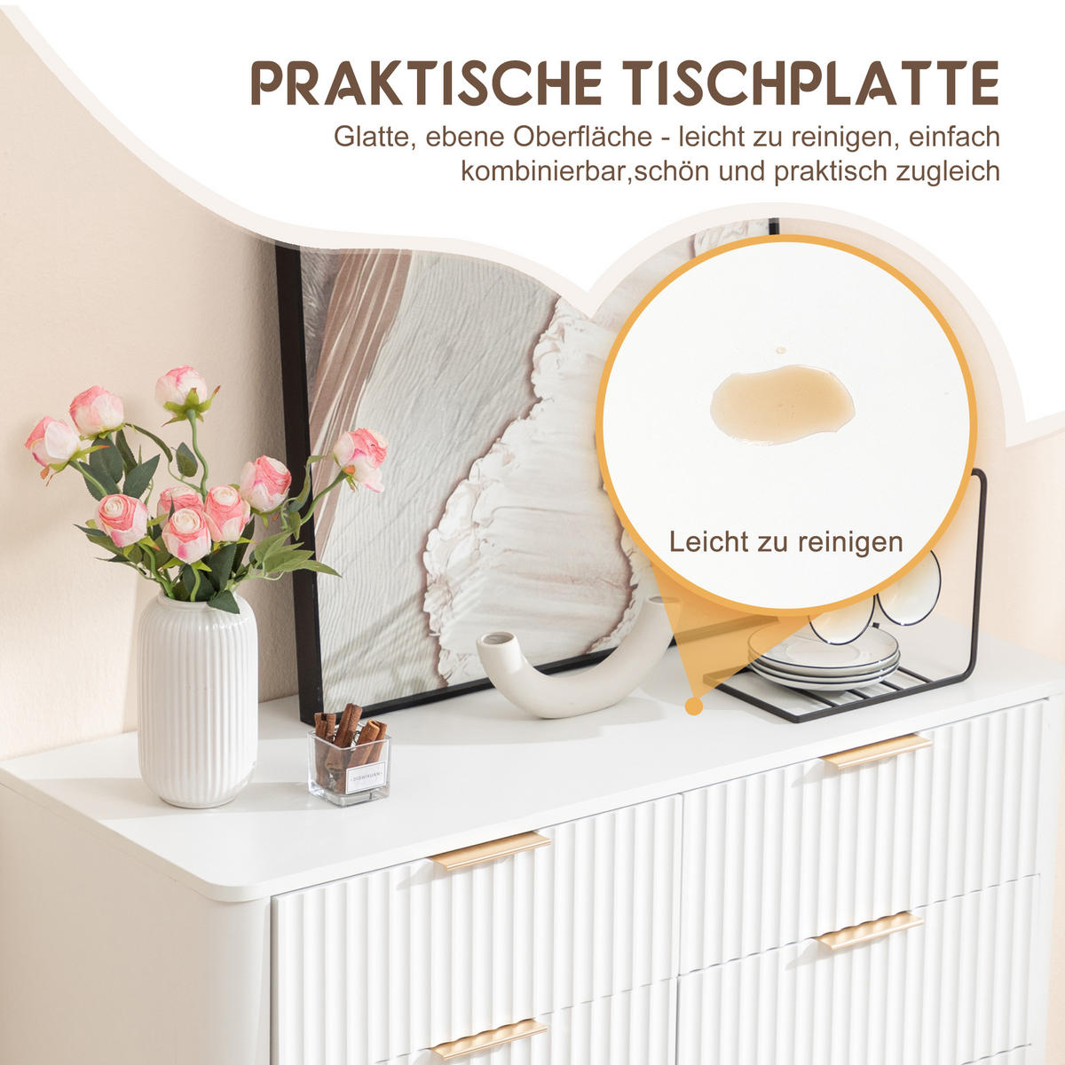 KOMMODE Weiß 105/40/80 cm - Weiß, Holzwerkstoff (105/80/40cm) - PANGIVO