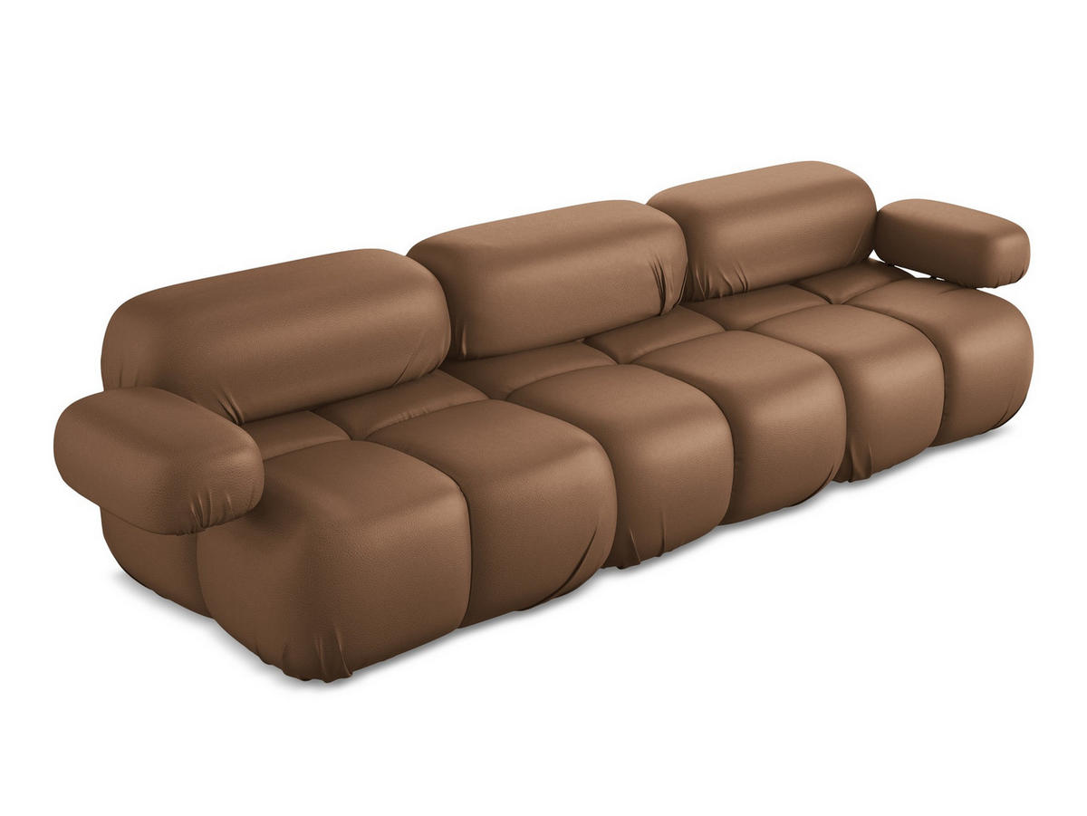 3-SITZER SOFA Kunstleder Braun - Lila/Schwarz, Leder/Kunststoff (285/70/96cm) - Makamii