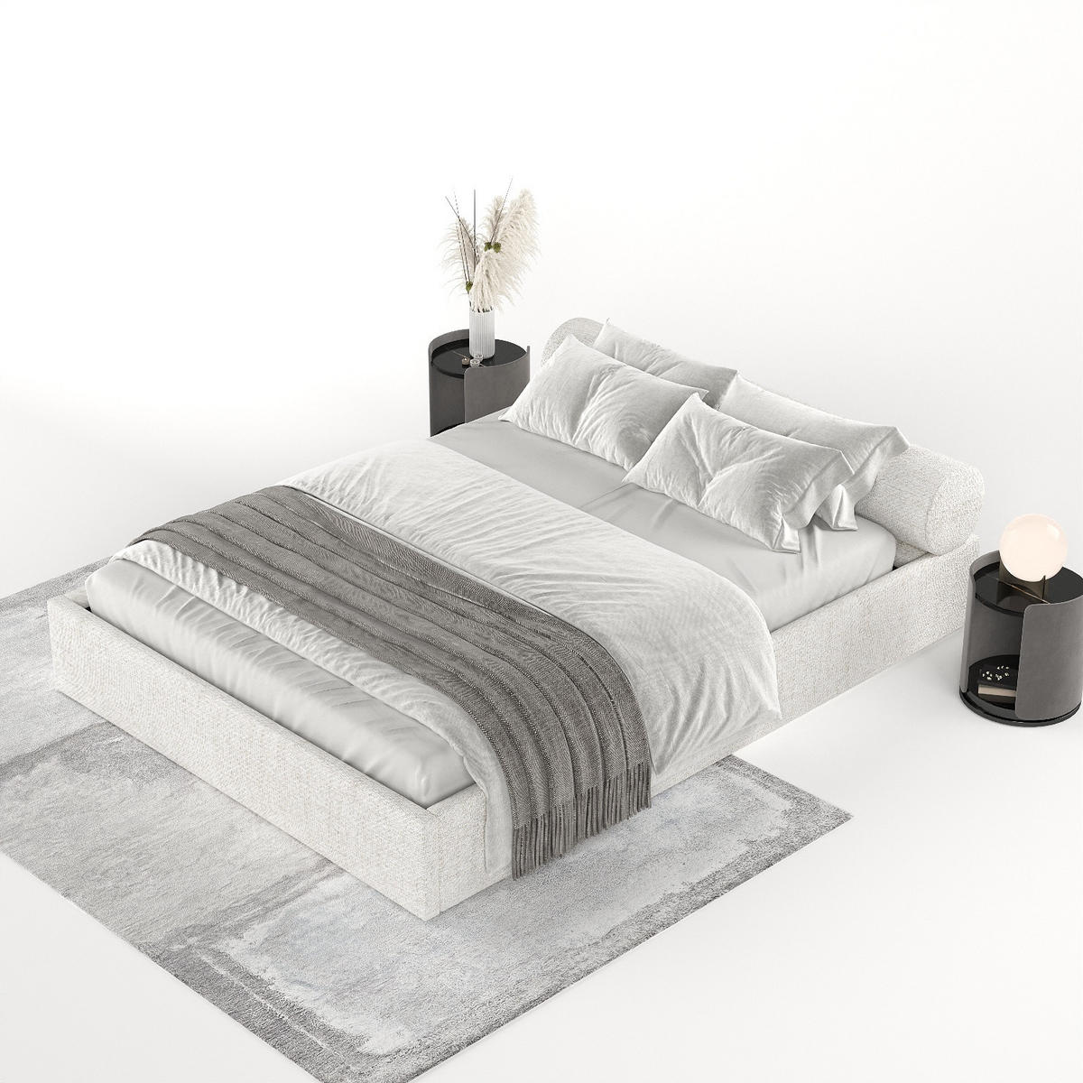 POLSTERBETT Solvo mit Stauraum 200/200 cm Creme im Neve Stoff - Creme/Schwarz, Holz/Holzwerkstoff (200/200cm) - AltaBeds