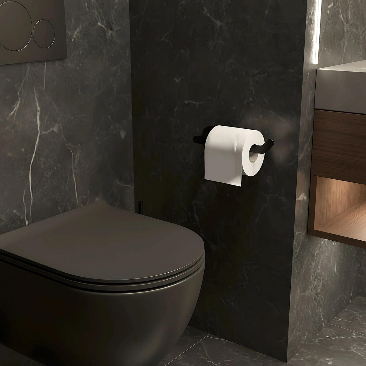 HALTER Für Toilettenpapier Rea 109 Til Black - Schwarz, Metall (17.5/4.5/6.5cm) - REA