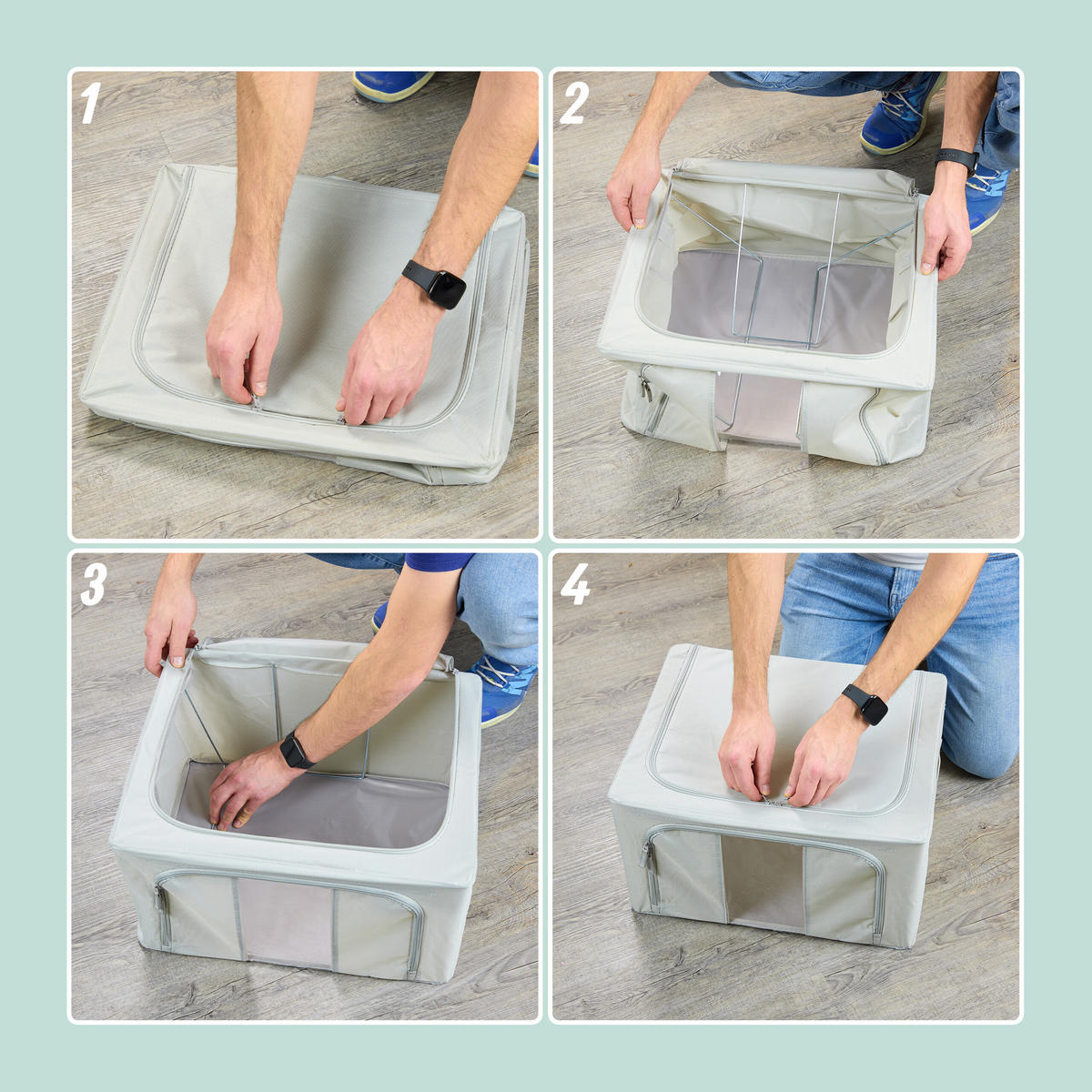 SÚPRAVA na uskladnenie - sivá, kov/textil - Relaxdays