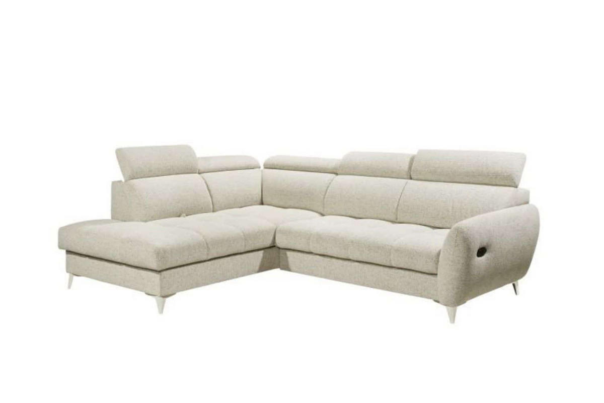 ECKSOFA mit elektrischer Sitztiefenverstellung und Bettkasten - Taupe/Chromfarben, Holz/Kunststoff (282/216cm) - ed exciting design