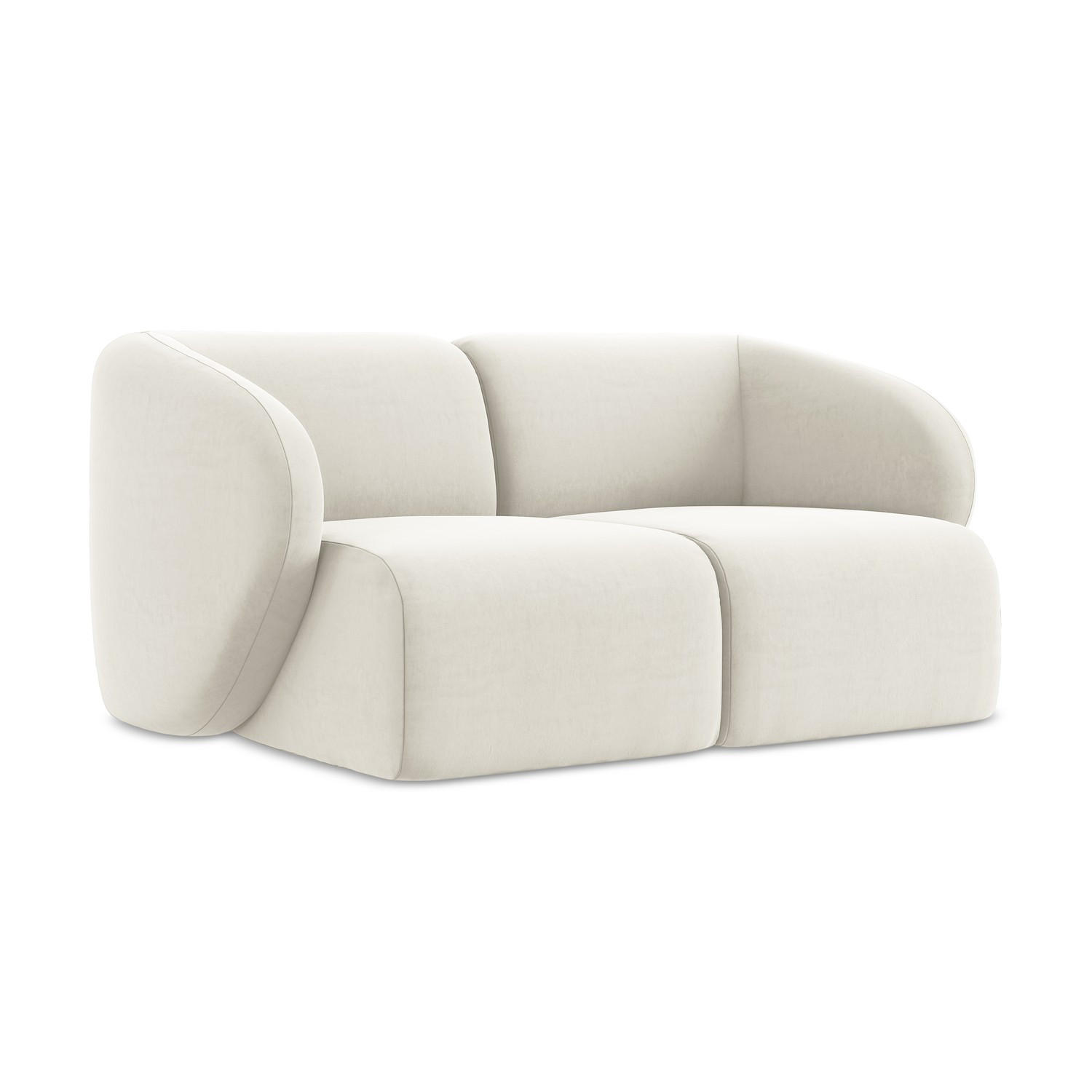 2-SITZER-SOFA Samt Stoff Beige - Creme/Schwarz, Holzwerkstoff/Kunststoff (174/75/94cm) - LaMiaSofa
