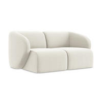 2-SITZER-SOFA Samt Stoff Beige - Creme/Schwarz, Holzwerkstoff/Kunststoff (174/75/94cm) - LaMiaSofa