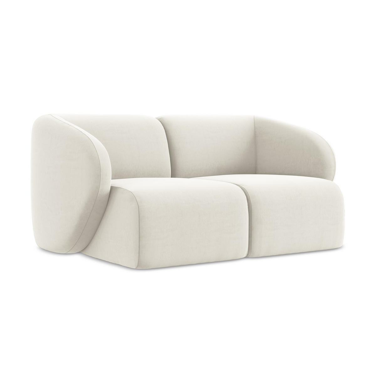 2-SITZER-SOFA Samt Stoff Beige - Creme/Schwarz, Holzwerkstoff/Kunststoff (174/75/94cm) - LaMiaSofa