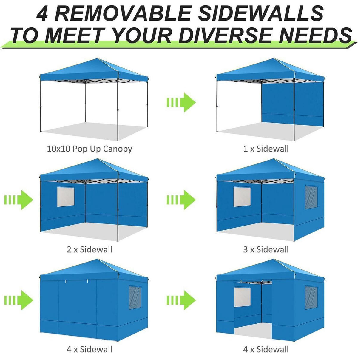 FALTPAVILLON 3 x 3 m wasserdicht mit Seitenwänden Lichtblau - Blau, Textil (299.7/271.8/299.7cm)