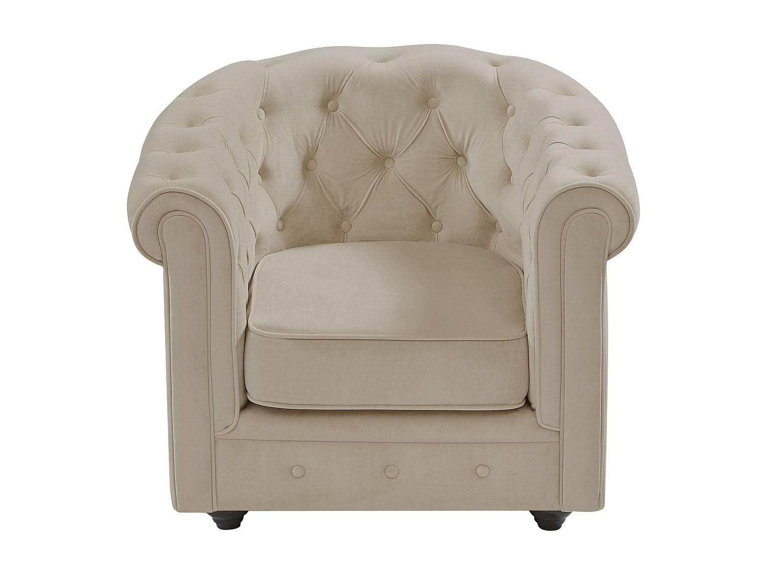 SESSEL mit gerader Rückenlehne - 1 Person - Samt, Stoff - Beige - - Beige, Textil (82/72/78cm) - Vente-Unique