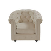 SESSEL mit gerader Rückenlehne - 1 Person - Samt, Stoff - Beige - - Beige, Textil (82/72/78cm) - Vente-Unique