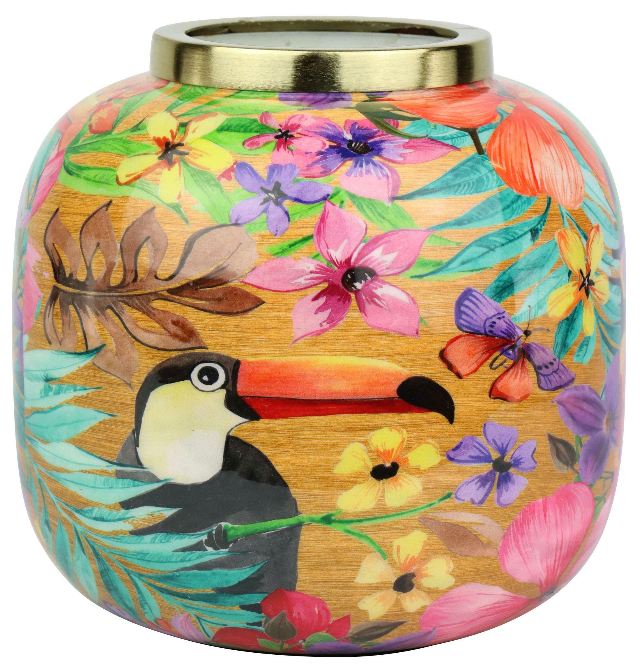VASE Paradise Bird bunt Eisen - Multicolor, Metall (15.5cm) - FURNARO