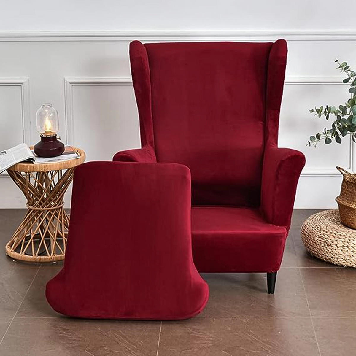 OHRENSESSEL ÜBERZUG Einfarbig Samt 2-Teilig - Weinrot, Textil (92/80cm) - Kaket