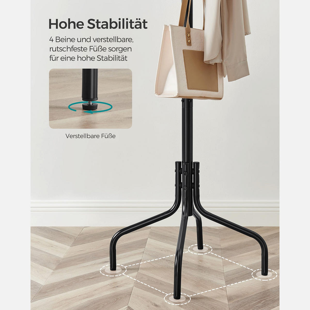 GARDEROBENSTÄNDER HAMBURG - Weiß, Metall (55/55/180cm) - Hansiro