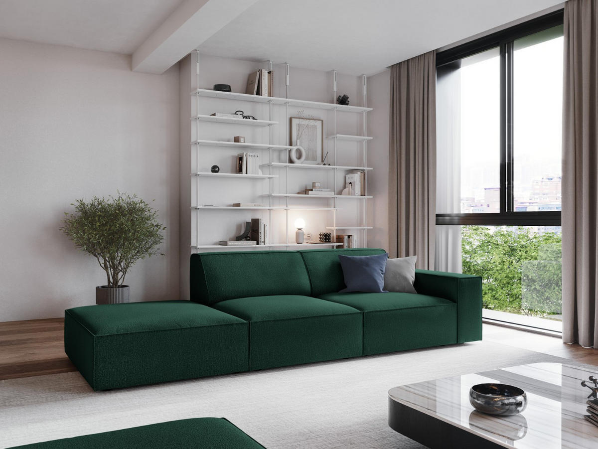 SOFA Jodie aus strukturiertem Stoff grün 3 Sitzplätze - Grün, Textil (102/70/262cm) - Micadoni