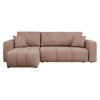 ECKSOFA Furyn Boucle - Hellbraun/Schwarz, Holzwerkstoff/Kunststoff (244/145cm) - MIRJAN24