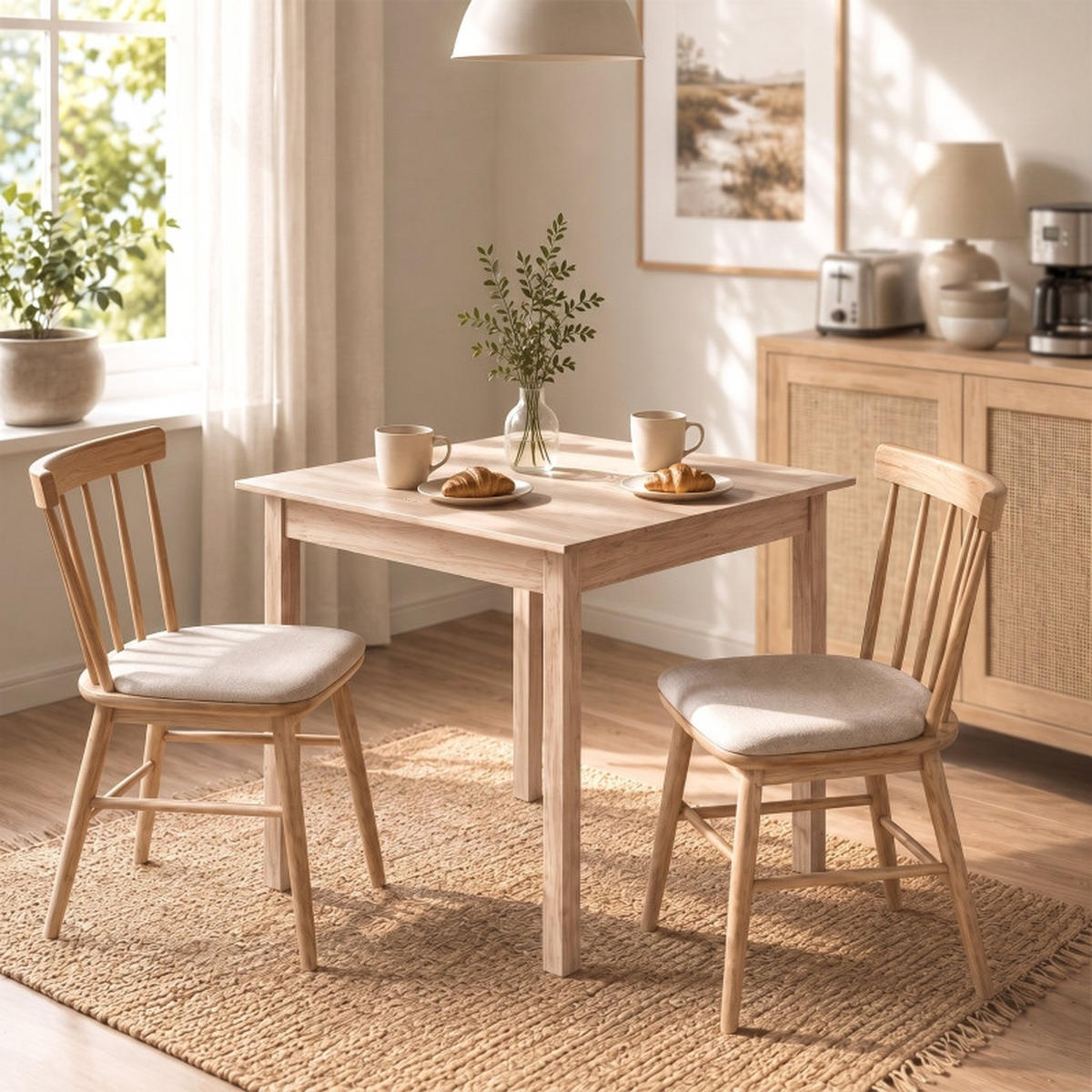 ESSTISCH quadratisch 75×75 cm aus Kiefernholz, stabiler Esszimmertisch mit rutschfesten Fußpads, bis 30 kg Belastung - Kieferfarben, Holz (75/75/76cm) - Joyfair