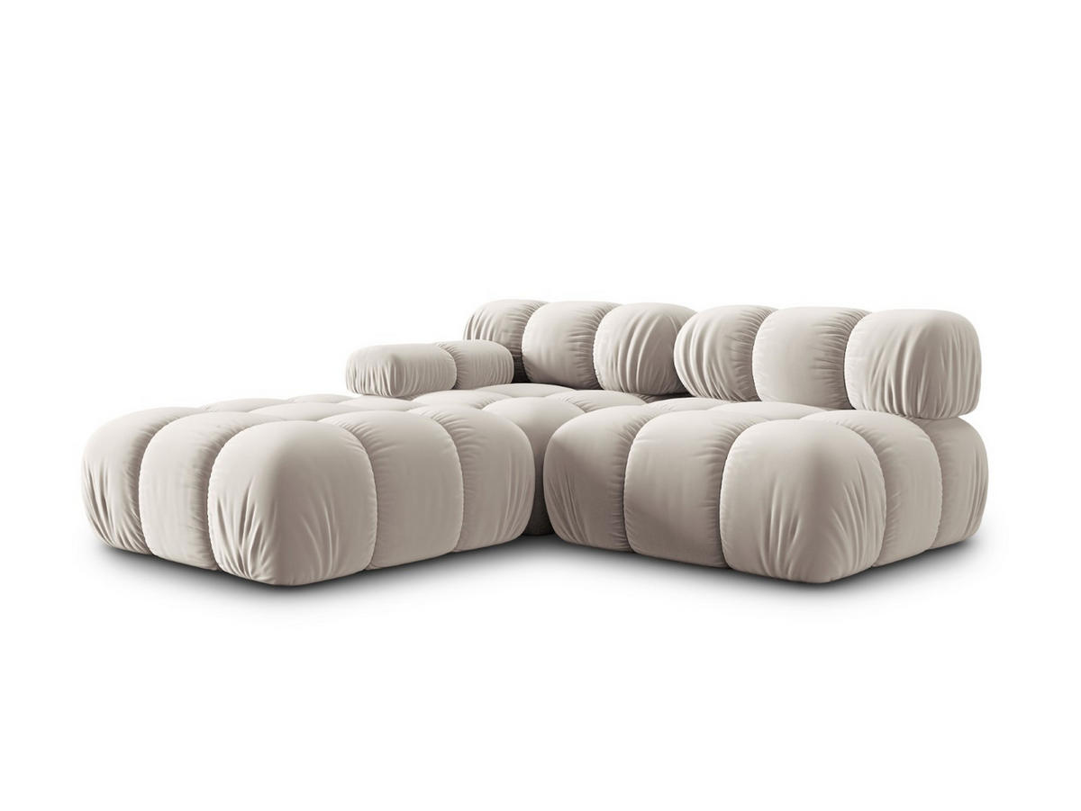 MODULARES-SOFA rechts Bellis aus Samt leichtes beige 4 Sitzplätze - Creme, Textil (94/63/282cm) - Micadoni