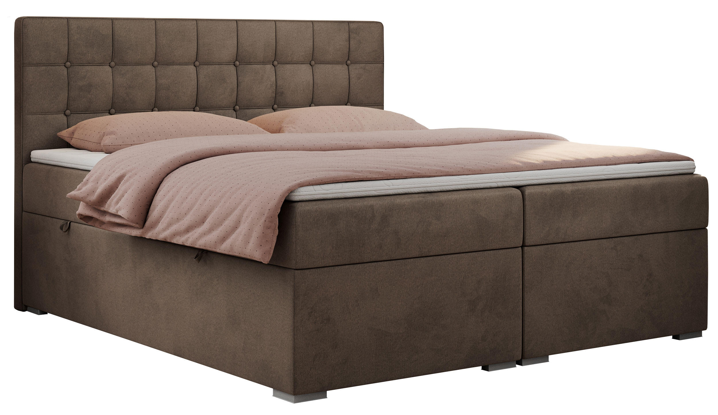 BOXBETT CARMEN 120/200 Braun Velvet - H3 - Braun, Holz/Textil (120/200cm) - MKS