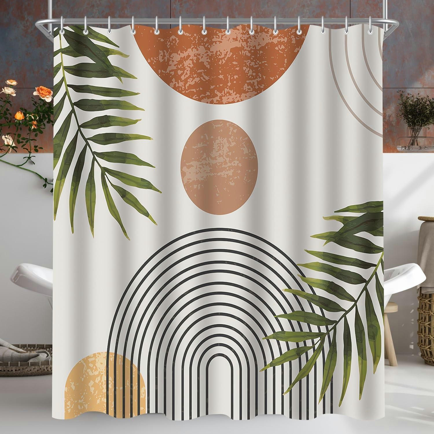DUSCHVORHANG Blätter Linie 240 x 200 cm - Multicolor, Textil (240/200cm)