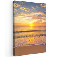 LEINWANDBILD Strand - Sonnenuntergang - Meer 80x120 cm - Gelb, Textil (80/120cm) - MuchoWow