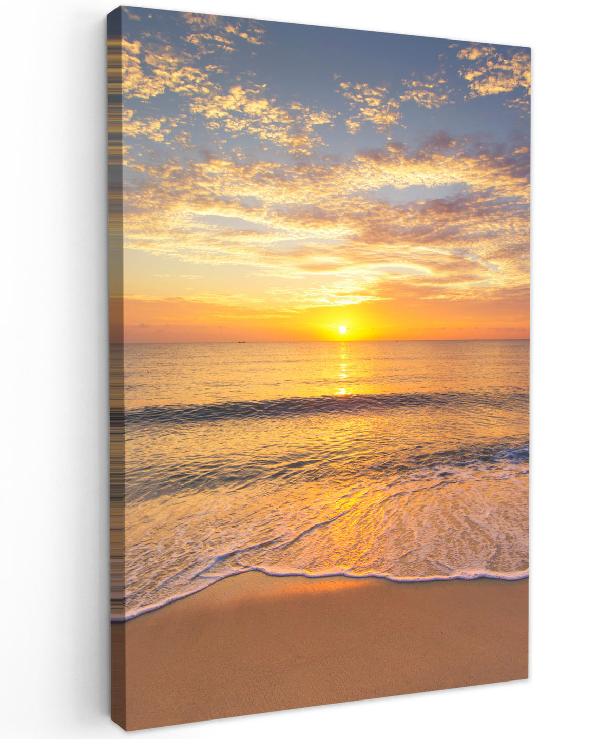LEINWANDBILD Strand - Sonnenuntergang - Meer 80x120 cm - Gelb, Textil (80/120cm) - MuchoWow
