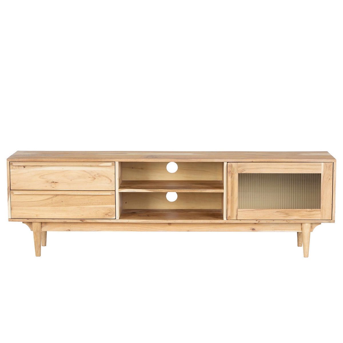 MASSIVES LOWBOARD - Akazie massiv - Akaziefarben, Glas/Holz (180/55/35cm) - home24