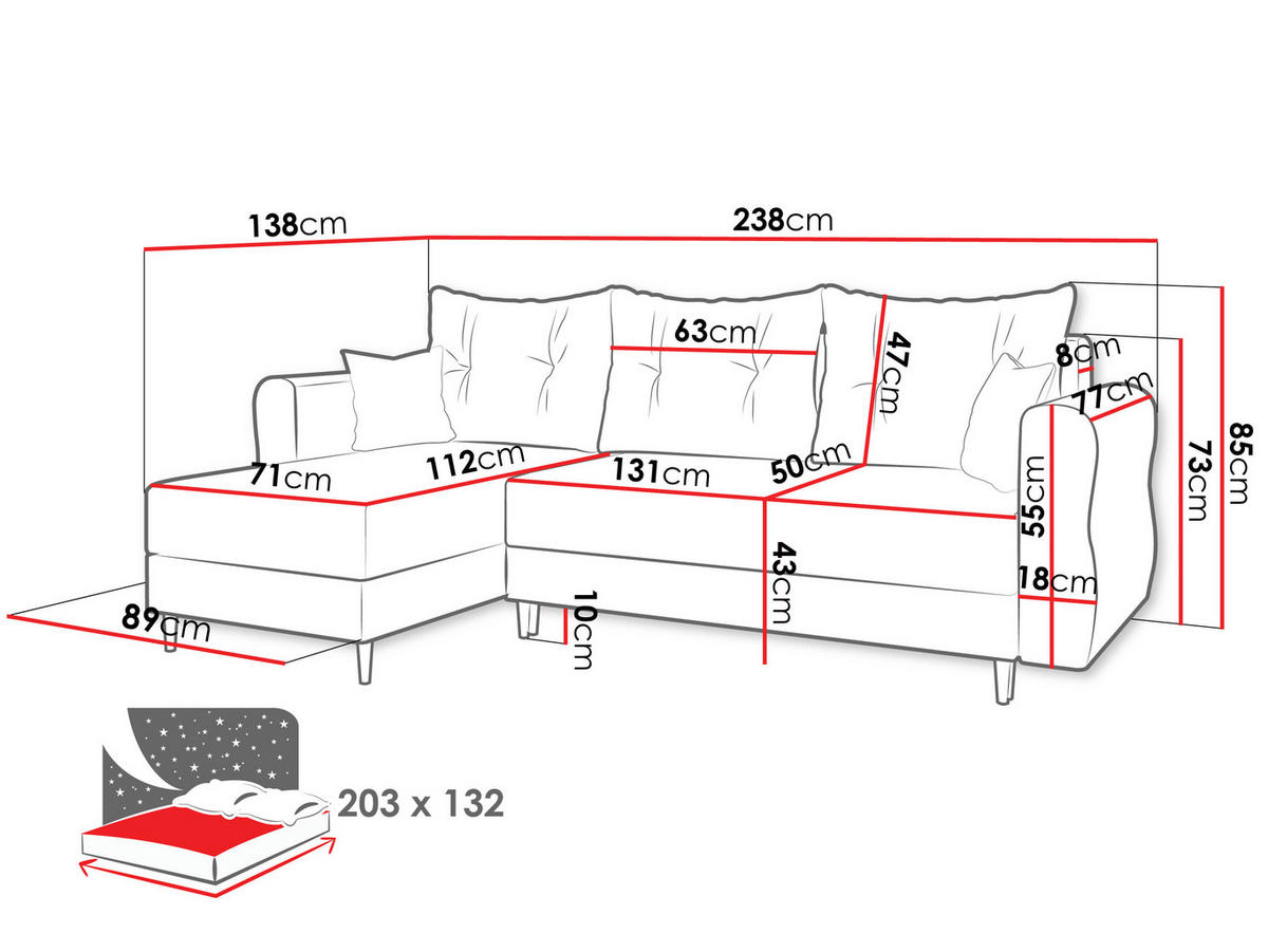 ECKSOFA Zako L - Türkis/Naturfarben, Holz/Textil (238/138cm) - MIRJAN24