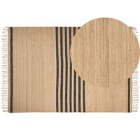 TEPPICH geflochten Beige 160/230 cm Ericek - Beige/Schwarz, Naturmaterialien (160/230cm) - Beliani