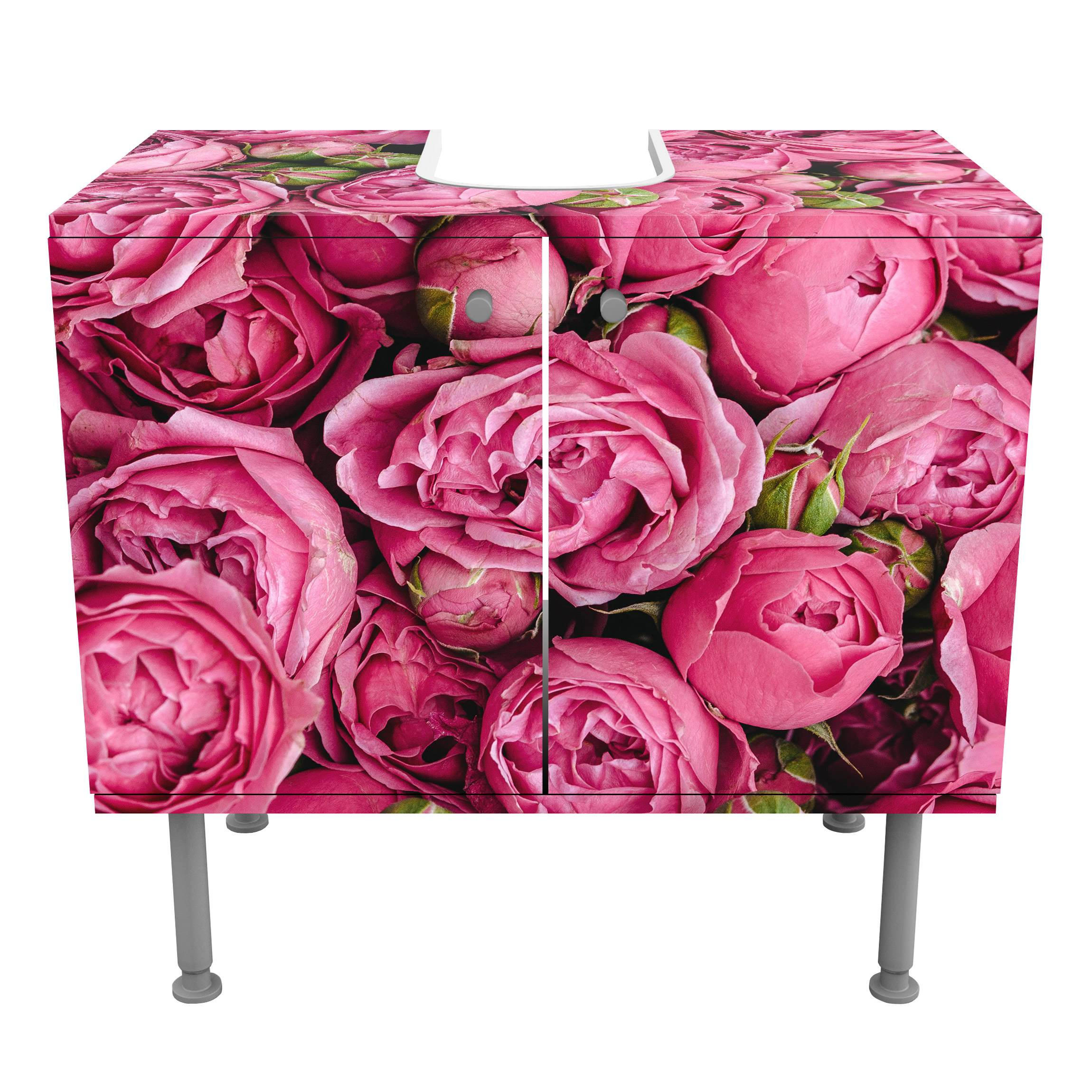 WASCHBECKENUNTERSCHRANK Pinke Pfingstrosen 60/55/35 cm - Pink, Holzwerkstoff (60/55/35cm) - Bilderwelten