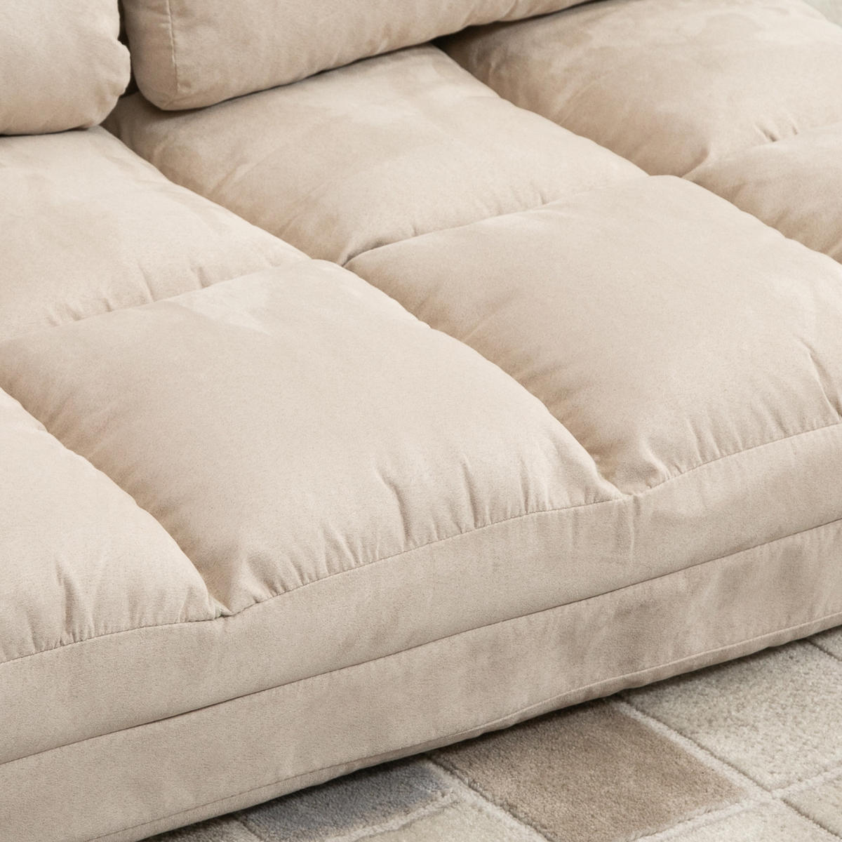 BODENSESSEL DE-06482 2-in-1, verstellbare Rückenlehne (3-fach) Beige - Beige, Holz/Textil (73/60/102cm) - ComfortXL