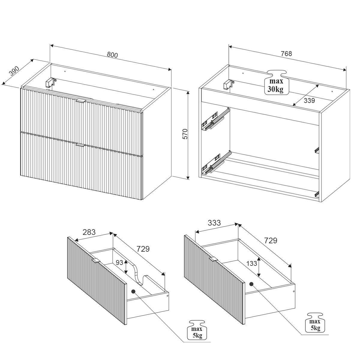WASCHTISCHUNTERSCHRANK 100.4cm Jade Grün und Holz - Grün, Holzwerkstoff (100.4/59/40cm) - Petits-meubles