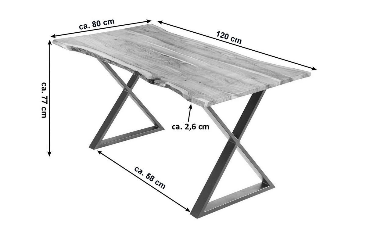 ESSTISCH KASIMIR - Chromfarben/Edelstahlfarben, Holz/Metall (80/120/77cm) - SAM