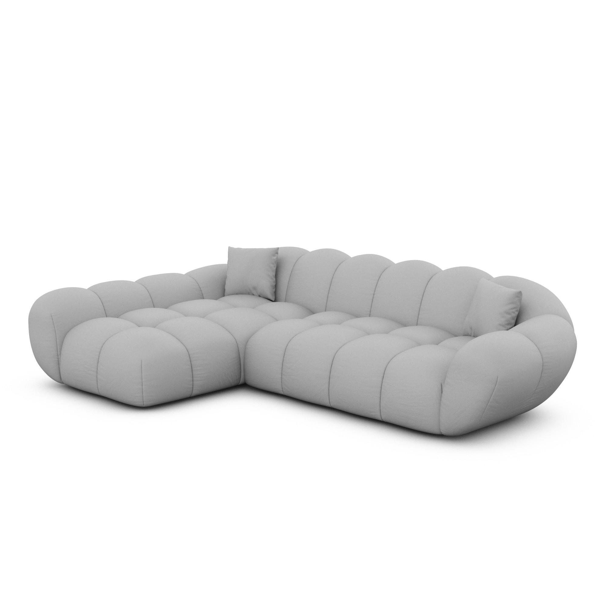 ECKSOFA Liva Hellgrau Echtleder L-Form Links - Hellgrau, Leder (265/160cm) - VAROYAL