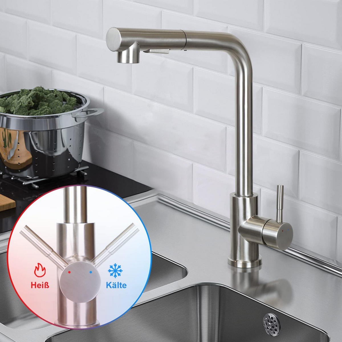 WASCHTISCHARMATUR Brandisi 5/36/25 cm - Silberfarben, Metall (5/36/25cm) - ZMH