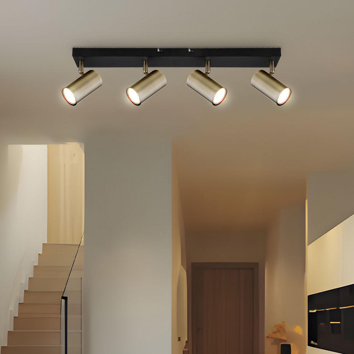 DECKENLEUCHTE Metall Messing Schwarz - Messingfarben, Metall (56/6/12cm) - Globo Lighting