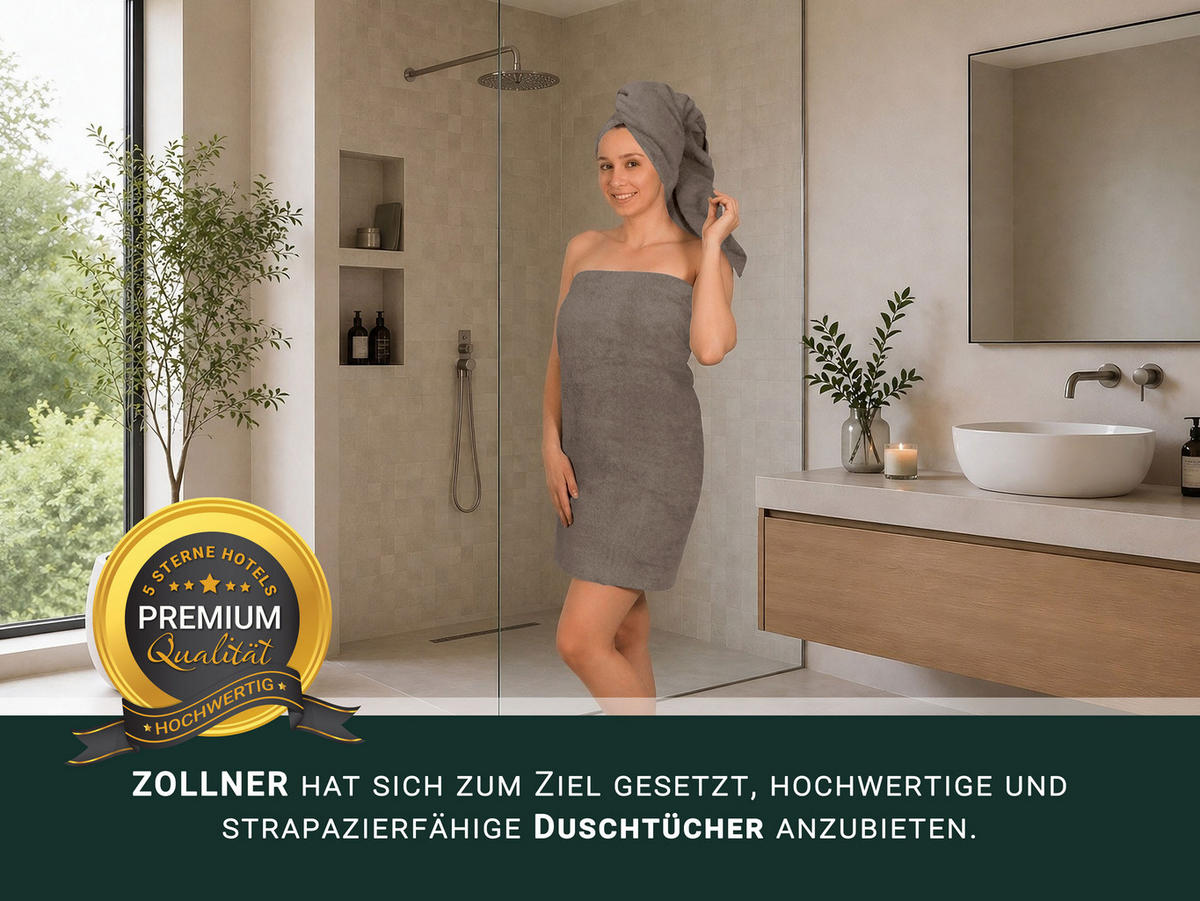 DUSCHTÜCHER, 5er-Set, 70x140 cm, 100% Baumwolle, Grau - Taupe, Textil (70/140cm) - Zollner