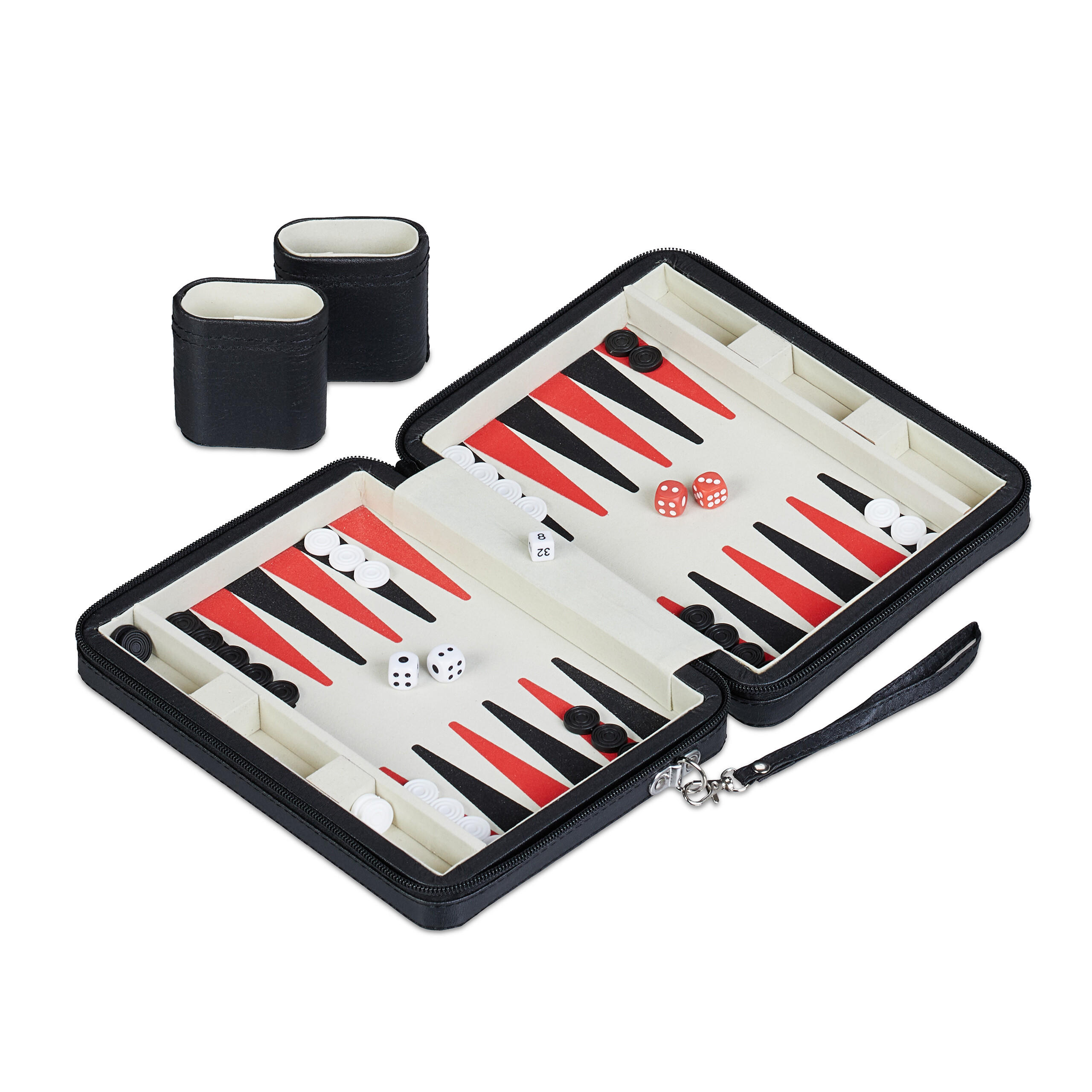 BACKGAMMON - Schwarz, Holzwerkstoff/Kunststoff (24/18cm) - Relaxdays
