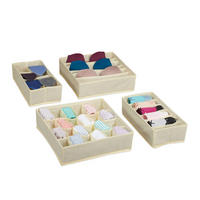 ORGANIZÉR na bielizeň - béžová, textil/vlnitá lepenka (32/9/32cm) - Relaxdays