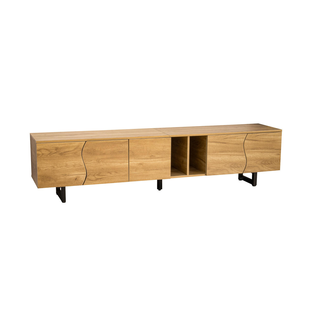 TV-LOWBOARD aus MDF und Spanplatte 191x38x46,5 cm Natur mit offenen Fächern - Hellbraun, Holzwerkstoff (191/46.5/38cm) - IVMEU