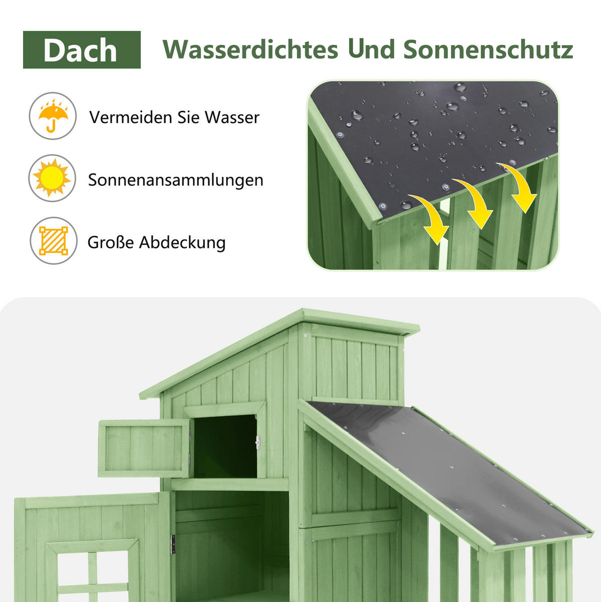GARTENSCHRANK aus Massivholz 124x46x174cm Grün mit 2 Regalen - Grün, Holz (46/174/124cm) - Modfu