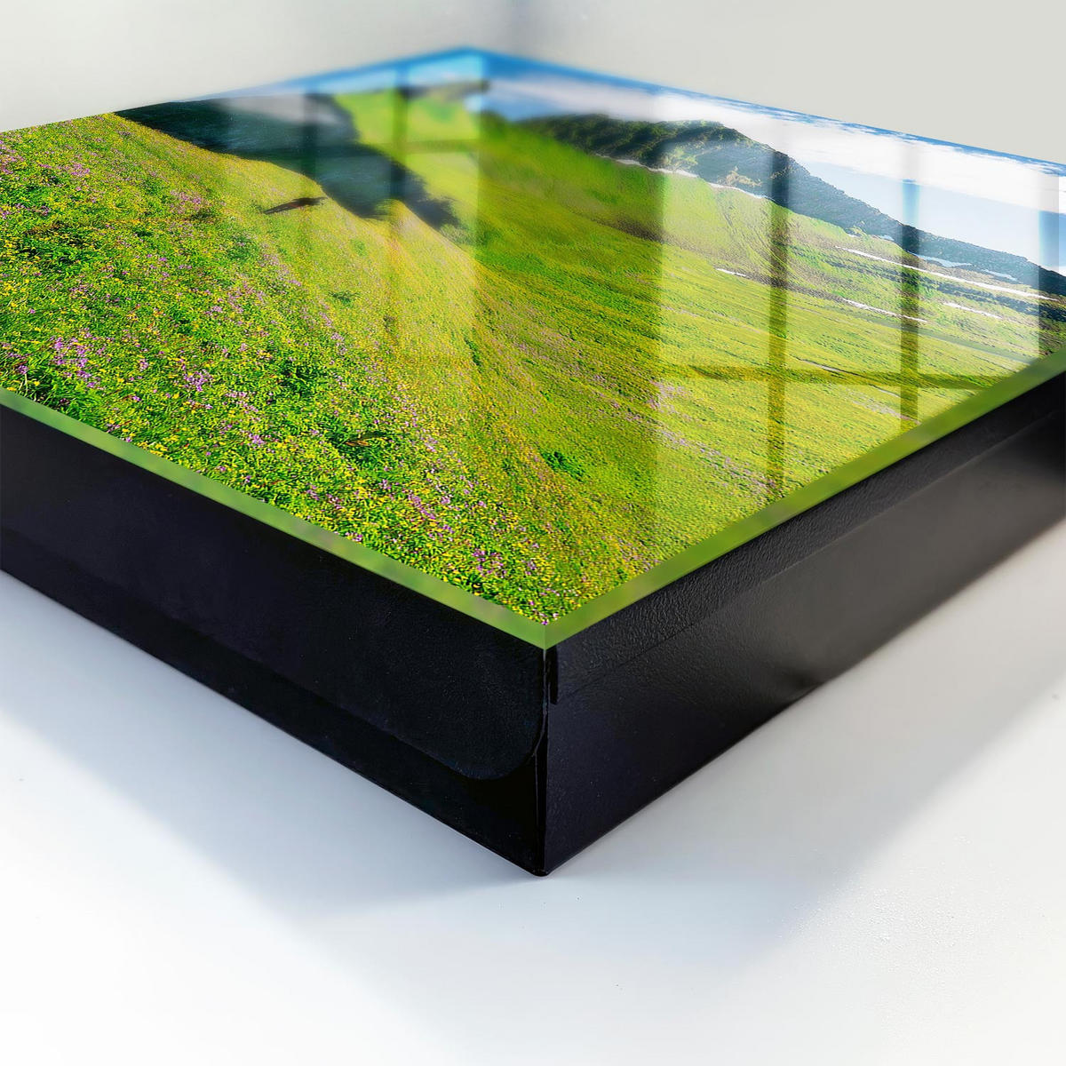 SCHLÜSSELBOX Schwarz 30x30 cm- Türöffnung nach rechts - Grüne Berge - Grün, Metall (30/30/5cm) - TULUP
