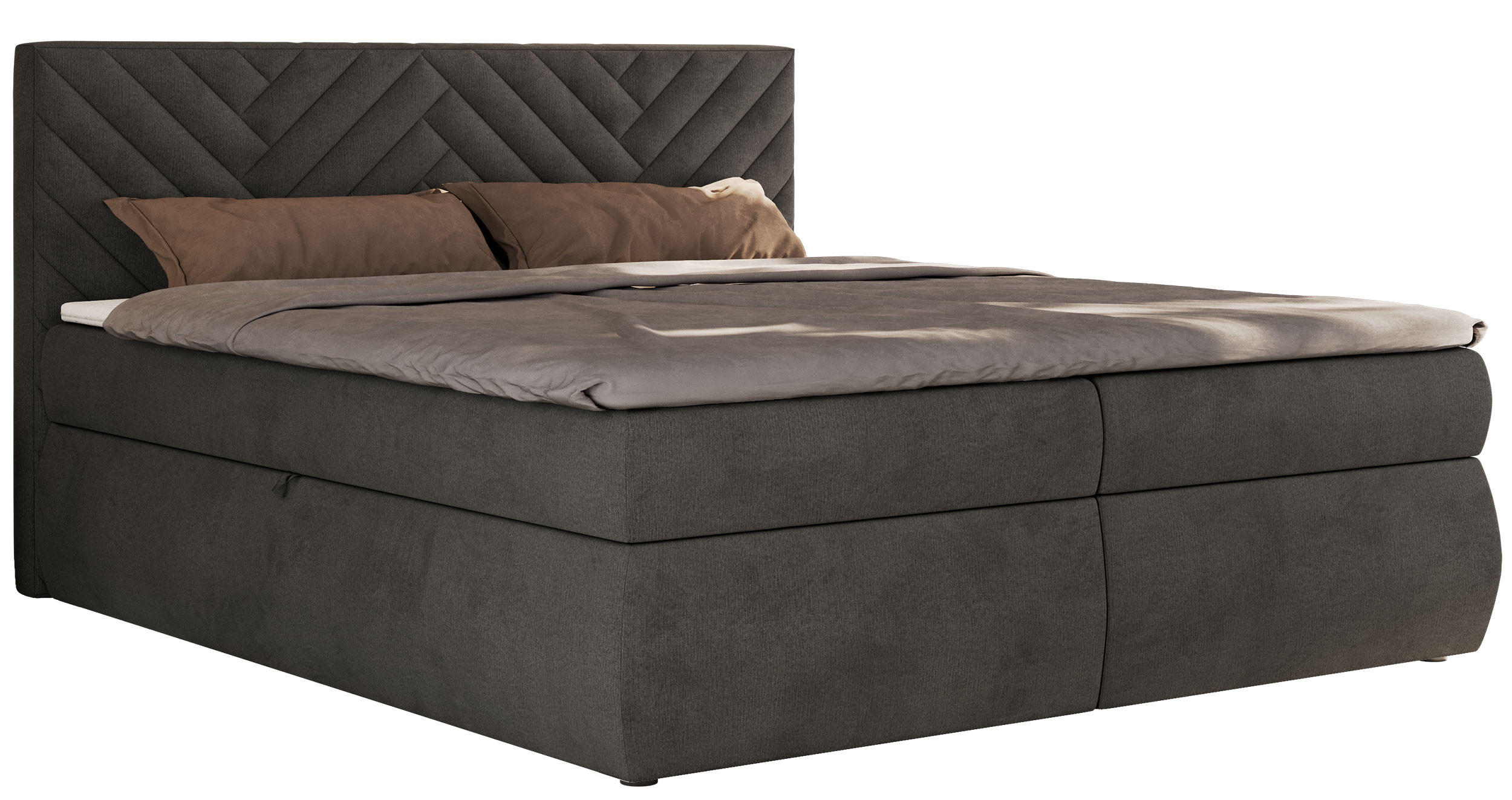 BOXBETT AVERTA 180/200 - Dunkelgrau Velvet - H4 - Dunkelgrau, Textil (180/200cm) - MKS