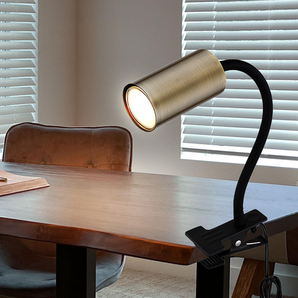 TISCHLEUCHTE Klemmleuchte Messing Schwarz - Messingfarben, Metall (29/10/41.5cm) - Globo Lighting