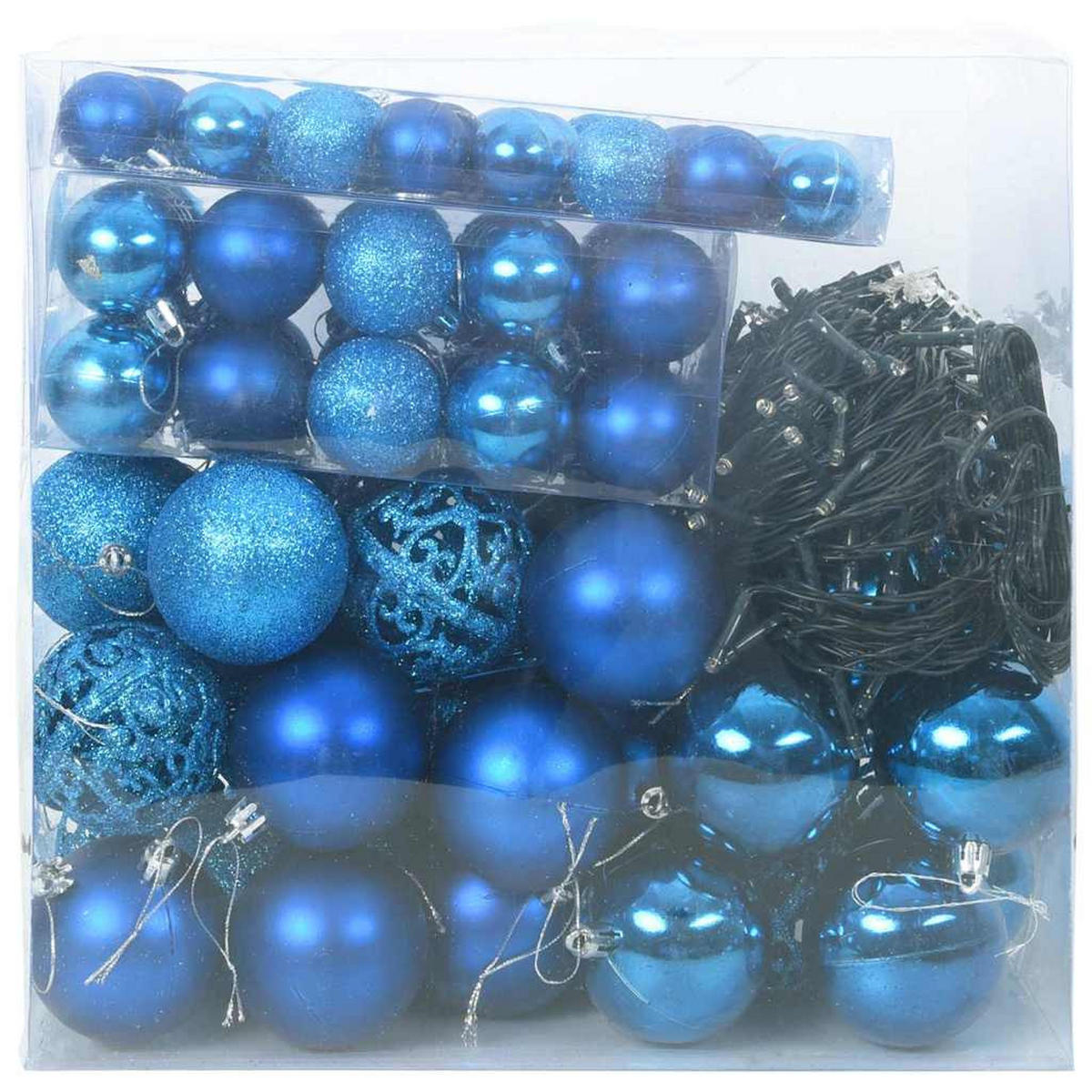 WEIHNACHTSKUGELSET 120 -teilig Blau Kunststoff - Blau, Kunststoff (6/27/6cm) - vidaXL