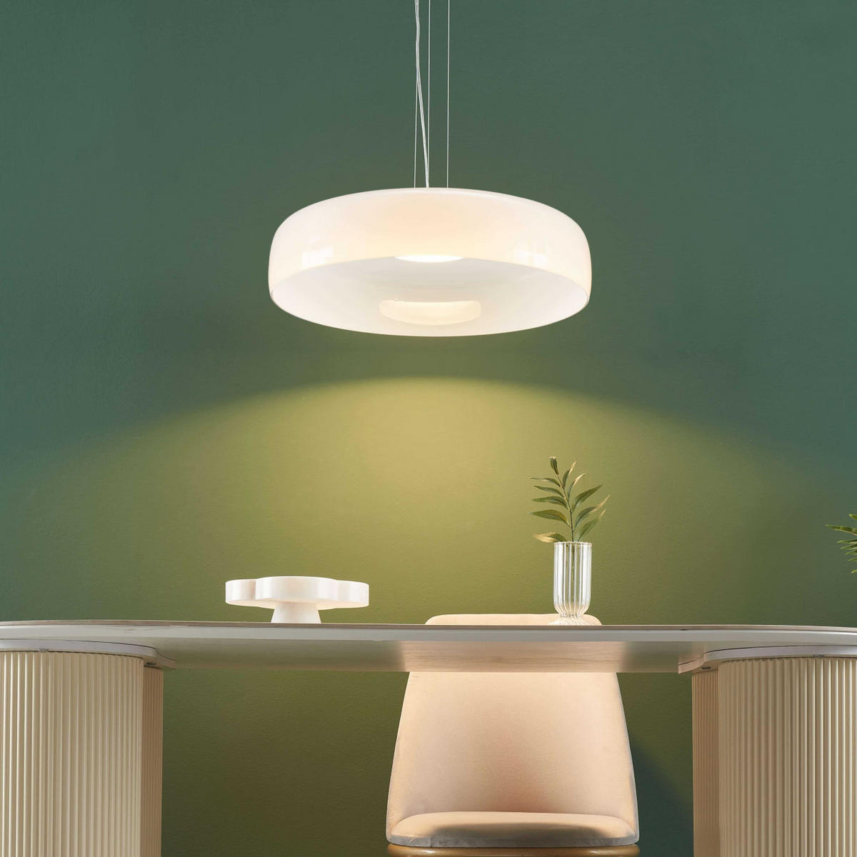 HÄNGELEUCHTE Riccardo, Weiß und Schwarz, 10.1cm - Schwarz, Glas (10/42/10.1cm) - KOSILUM